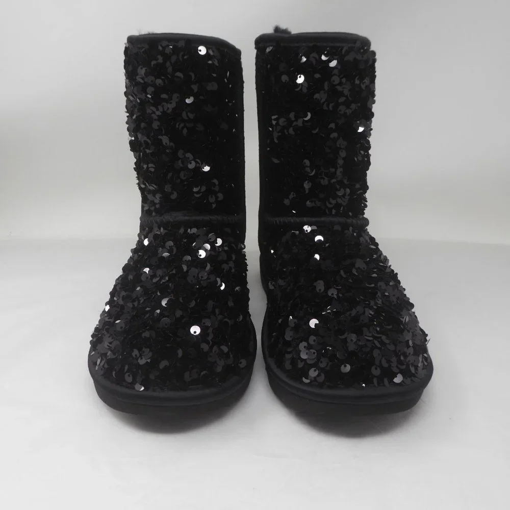 UGG Kids Black Sequin Classic Short Boot